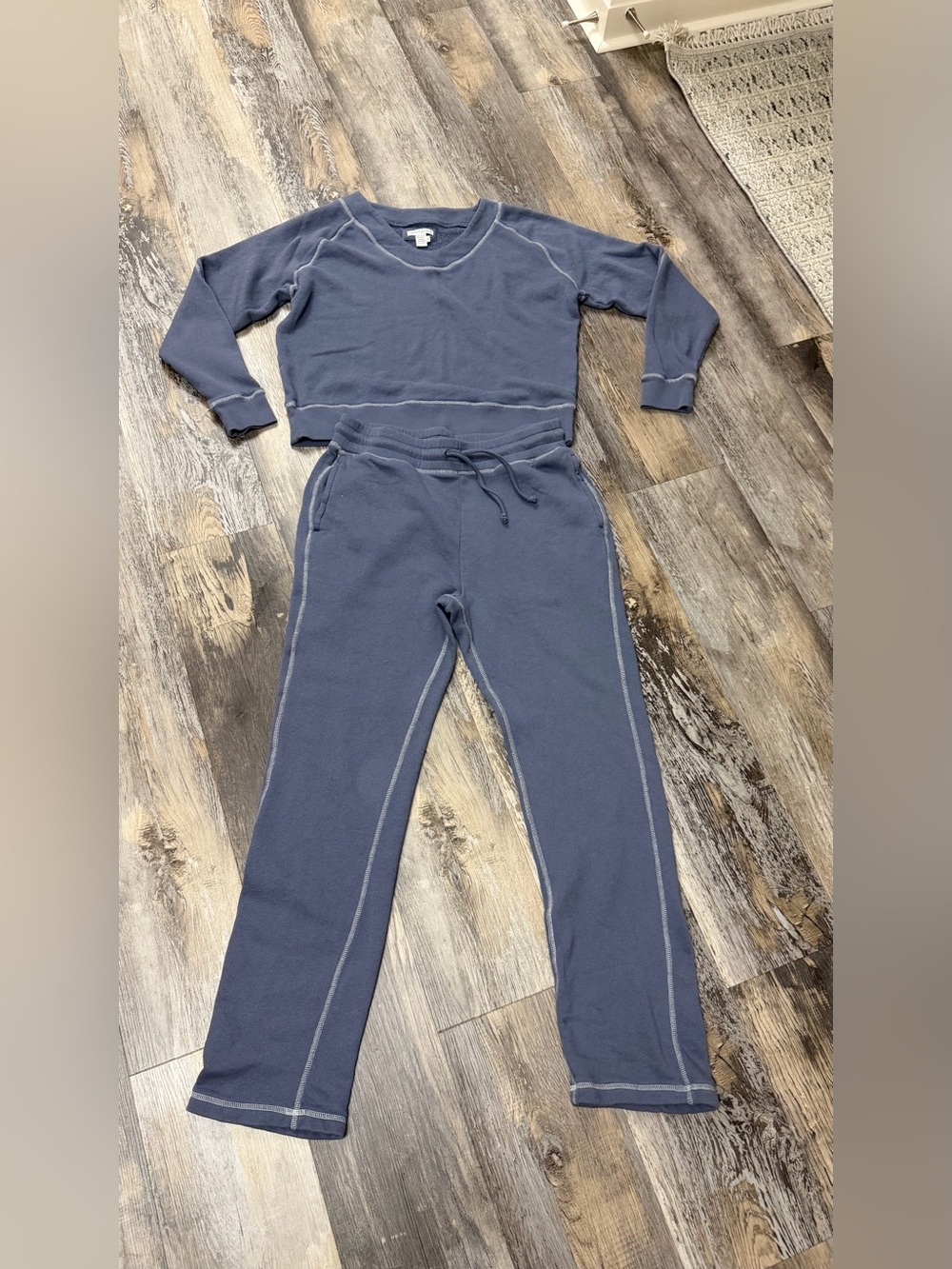 Carbon2Colbart Blue Two-Piece Lounge Set - Cozy Sweatshirt & Drawstring Pants